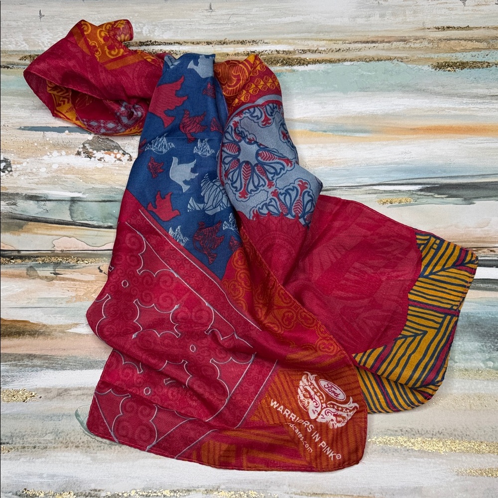 Multicolor Long Scarf Warriors in Pink Ford for Breast Cancer